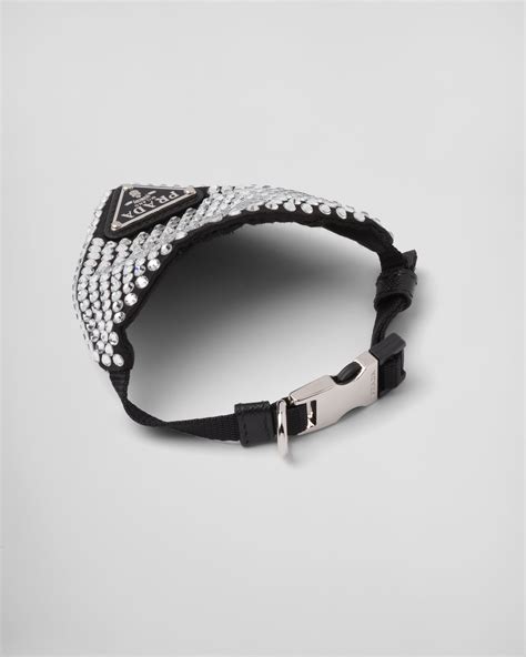 prada crystal-studded satin pet collar